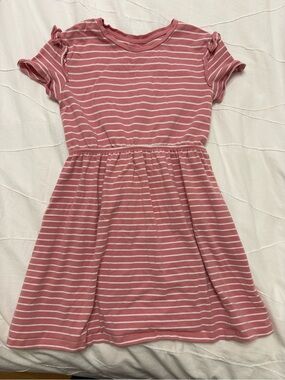 Tag Girls' Rose Pink & White Striped Casual Dress